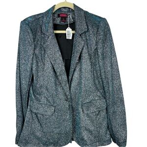 NWT  Rock & Roll Denim glitter blazer in metallic teal L